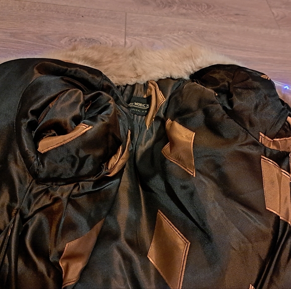 Muskrat multi-coloured long winter coat, Genuine fur, size Small - Picture 10 of 15